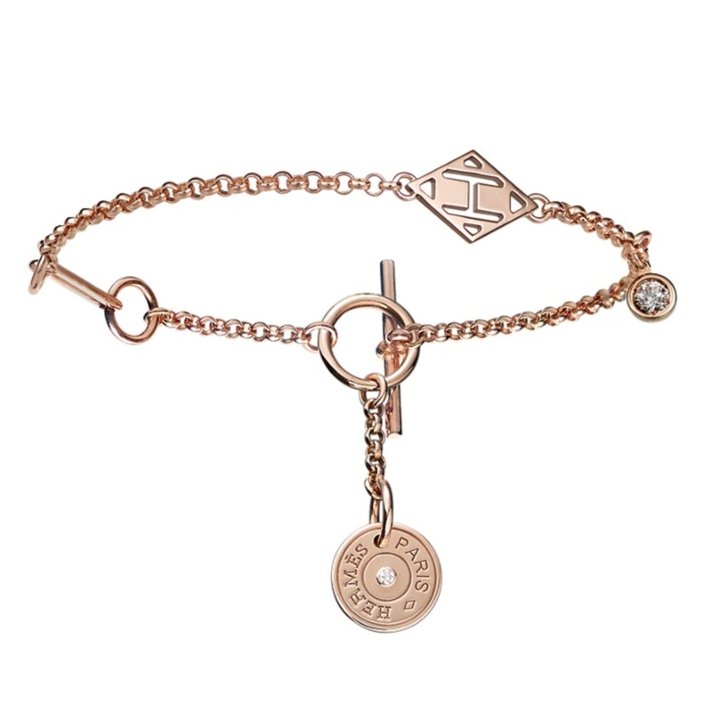 Hermes Gambade 18k Rose Gold Bracelet with Diamond